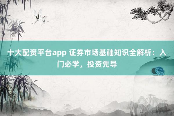 十大配资平台app 证券市场基础知识全解析：入门必学，投资先导