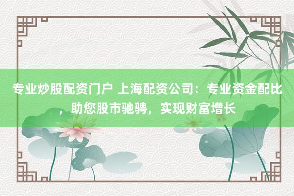 专业炒股配资门户 上海配资公司：专业资金配比，助您股市驰骋，实现财富增长