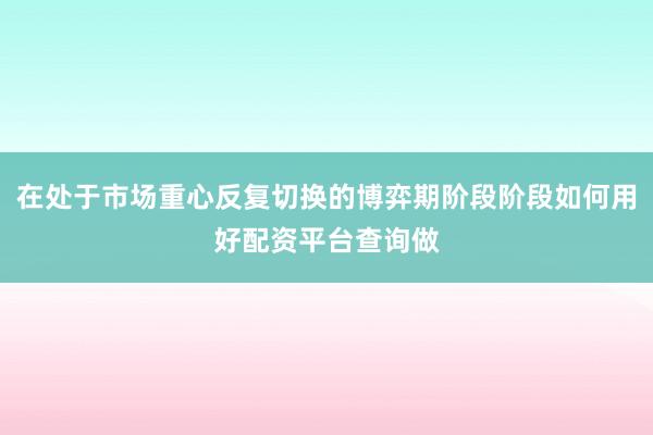 在处于市场重心反复切换的博弈期阶段阶段如何用好配资平台查询做