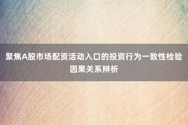 聚焦A股市场配资活动入口的投资行为一致性检验因果关系辨析